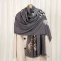 Grey leopard print scarf for women, soft winter warm shawl, casual stylish daily wear accessory. - Dark Gray