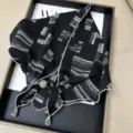 Retro black and white geometric print triangular scarf with white lace trim and beads. - Lettuce Edge Multifunctional Triangle Scarf - 06