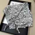 Vintage black white paisley print bandana triangle scarf with beads, summer headwear shawl - Lettuce Edge Multifunctional Triangle Scarf - 08