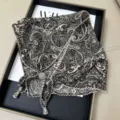 Vintage paisley triangle headscarf with lace trim and beaded tassels for summer vacation. - Lettuce Edge Multifunctional Triangle Scarves - 13