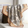 Silk square scarf 70cm luxury paisley houndstooth design elegant women neckerchief - H08
