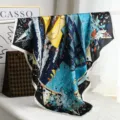 Silk square scarf 70x70cm navy blue nautical print luxury mulberry silk neckerchief women - H09