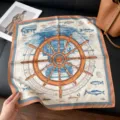 Fashion nautical theme silk scarf 70cm square wrap elegant neckerchief for women spring - 13-70-115-5