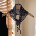 Bohemian vintage floral small scarf for women, elegant cotton linen neck scarf and hair accessory. - Floral Paisley Black