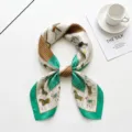 70cm Zijden Sjaal Dames Vintage Paard Print Vierkante Halsdoek Elegante Sjaal - 13-70-114-2