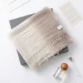 Elegant gradient silk scarf for women, luxurious long fringed shawl for spring and autumn wear. - 3-Layer Dip-Dye Silk - Light Khaki