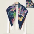 Europese en Amerikaanse stijl 90 vierkante sjaal met Parijse monumenten, elegante twill sjaal. - Visgraat twill 90 dubbelzijdig handgerolde zoom - C904