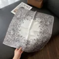 70cm imitation silk square scarf for women, classic black and white floral print neck scarf. - 13-70-115-10