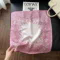 Pink baroque imitation silk square scarf 70cm, elegant women neck scarf and spring shawl. - 13-70-115-12