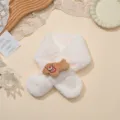 Pluche winterkinderen sjaal met schattige puppy pop, warme witte pluizige nekwarmer voor baby. - Teckel Hond / Wit