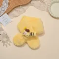Kids winter plush cross scarf with cute dachshund doll, warm fluffy baby neck warmer scarf. - Dachshund Dog / Yellow