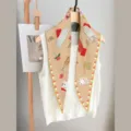 Zijdetwill ruitvormige sjaal met vintage kaart- en handschoenprint voor dames herfststijl. - Twill ruitvormige sjaal - 170