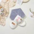 Kinder pluche winterschal schattige cartoon konijn gekruist warm zachte halsdoek voor peuter - Grijs en Wit
