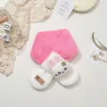 Kinder pluche winterschal schattige cartoon konijn kruis nekverwarmer roze wit warm kleuter - Rozerood en Wit