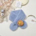 Écharpe croisée en fausse fourrure lapin pour enfants hiver chaud mignon dessin animé - Bleu clair