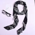 Sciarpa sottile con stampa paisley nera e bianca twilly da donna per borsa. - Stile Stampato (PL251008-5*190-2)