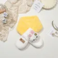 Children autumn winter plush scarf cute rabbit cross color matching warm winter bib for kids - Yellow+White