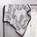 Ασπρόμαυρο τετράγωνο μαντήλι με σχέδιο paisley vintage ρετρό κάλυμμα κεφαλής ευέλικτο - 70SR-13-6