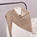 Women winter warm knitted wool shawl triangular scarf thick cozy neck warmer fashion outerwear - Oatmeal