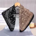 Ζεστό παχύ βελούδινο καρέ μαντήλι με σχέδιο paisley για γυναίκες, ρετρό χειμερινό bandana. - 70SR-13-7