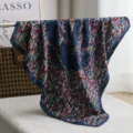 Silk scarf 70cm square mulberry silk with blue mosaic pattern, elegant and versatile accessory. - H20
