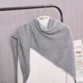Women Winter Warm Wool Knitted Shawl Thickened Triangular Scarf Outer Neck Wear Grey - Light Gray