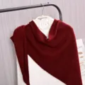 Women wool knitted triangular shawl winter warm thick scarf neck warmer outerwear. - Red