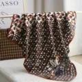 Silk square scarf 70cm geometric floral brown stylish neckerchief elegant women accessory - H22
