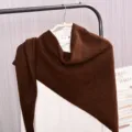 Women thick warm knit triangular scarf shawl autumn winter neck warmer outdoor wrap - Brown