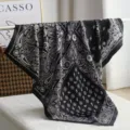 Classic black and white paisley silk square scarf, elegant 70cm versatile women neckerchief. - H23