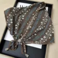 Retro floral print triangle scarf with lace trim and decorative beads, versatile summer headwear. - Lettuce Edge Multifunctional Triangle Scarves - 17