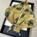 Vintage floral triangular headscarf with lace trim and beaded pendants for summer. - Lettuce Edge Multifunctional Triangle Scarves - 21
