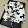 Vintage horse print silk-feel triangular scarf with beaded edge for women summer vacation - Lettuce Edge Multifunctional Triangle Scarves - 23