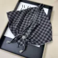 Vintage plaid triangular headscarf with beaded fringe and lettuce edge design for women. - Multifunctional Triangle Scarf with Lettuce Edge - 27