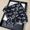 Retro horse print triangular scarf with beaded tassels and lettuce edge design for women. - Lettuce Edge Multifunctional Triangle Scarf - 30