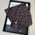 Retro floral triangle scarf with lace trim and bead charms for women vacation hair accessory. - Lettuce Edge Multifunctional Triangle Scarf - 45