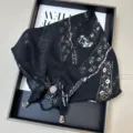 Retro floral lace triangle scarf beaded breathable headwear summer vacation beach shawl for women - Multi-Functional Triangle Scarf with Scalloped Edge - 54