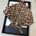 Retro leopard print triangular headscarf with lace trim and beaded ties for summer vacation. - Lettuce Edge Multifunctional Triangle Scarf - 35