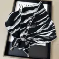 Retro black and white zebra pattern triangle scarf with beaded tassel accents for women. - Lettuce Edge Multifunctional Triangle Scarf - 36