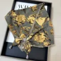 Retro floral triangular scarf with beaded edges, vintage ethnic style headwear and shawl for summer vacation. - Lettuce Edge Multifunctional Triangle Scarf - 37