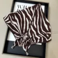 Brown zebra print triangular headscarf with beaded tassels, retro stylish hair accessory for women. - Lettuce Edge Multifunctional Triangle Scarf - 41