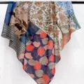 Zijde katoen mix grote vierkante sjaal bloemen print mode omslagdoek voor strand reis - Zijde-katoen 110 vierkante sjaal TS02
