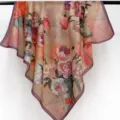 Silk cotton large square scarf floral oil painting print fashion shawl beach towel 110cm - Silk Cotton 110 Square Scarf TS06