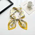 Chic lemon print silk square scarf for women, elegant summer fashion accessory and versatile shawl. - Lemon Botanical
