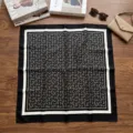Black and white geometric square scarf for women, elegant silk-feel fashion accessory for spring and summer. - 13-70-115-1214
