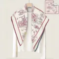 Élégant grand carré de soie 90x90cm avec imprimé de carte de Shanghai et bords roulottés. - Sergé à chevrons 90 double face bords roulottés main - C910