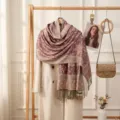 Vintage Paisley Print Winter Warm Tassel Scarf Women Elegant Long Shawl Wrap - Leather Purple