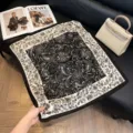 Chic black and white paisley silk scarf, 70cm square scarf, versatile summer shawl. - Black and White Paisley