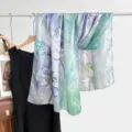 Blaue grüne florale Maulbeerseide langer Schal, elegante chinesische Seidenstola als Geschenk. - Stil 8