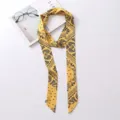 Sciarpa in seta sottile gialla con stampa cachemire nera, elegante nastro per borsa o collo. - Stile Stampato (PL251008-5*190-4)